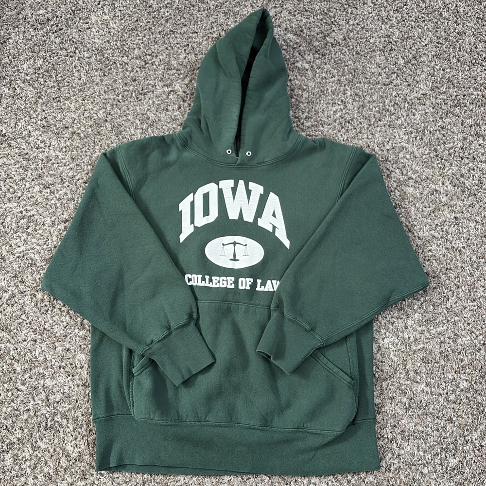 Vintage Iowa College Of Law Sweatshirt Hoodie Green Large Lee Sportswear